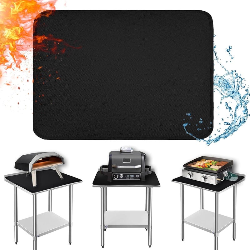 Amerbro Heat Resistant Mats for Countertop and Table, Fireproof Grill Mats for Outdoor, Portable Charcoal, Gas Grill, Pizza Oven Compatible with Blackstone, Ninja 24x31x0.04in, Black - Image 1